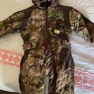 Fleece lined toddler size camo coveralls